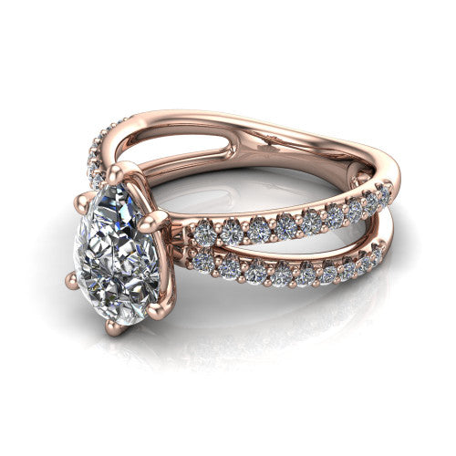 Stormy Pear Shape Classic Engagement Ring in 14K Rose Gold