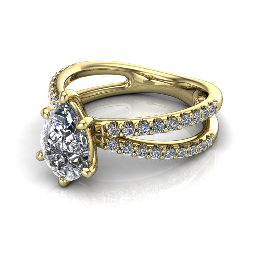 Stormy Pear Shape Classic Engagement Ring in 18K Yellow Gold