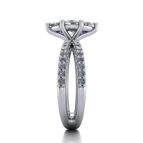 Stormy Marquise Shape Classic Engagement Ring in 18K White Gold