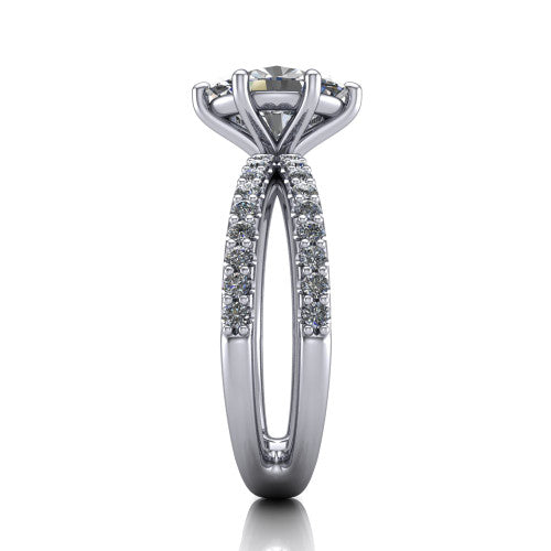 Stormy Oval Shape Classic Engagement Ring in 18K White Gold