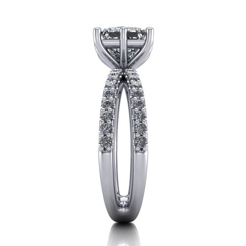 Stormy Princess Shape Classic Engagement Ring in Platinum