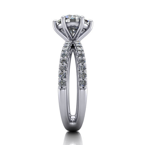 Stormy Round Shape Classic Engagement Ring in 14K White Gold
