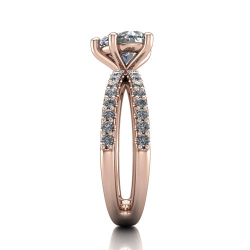 Stormy Heart Shape Classic Engagement Ring in 18K Rose Gold