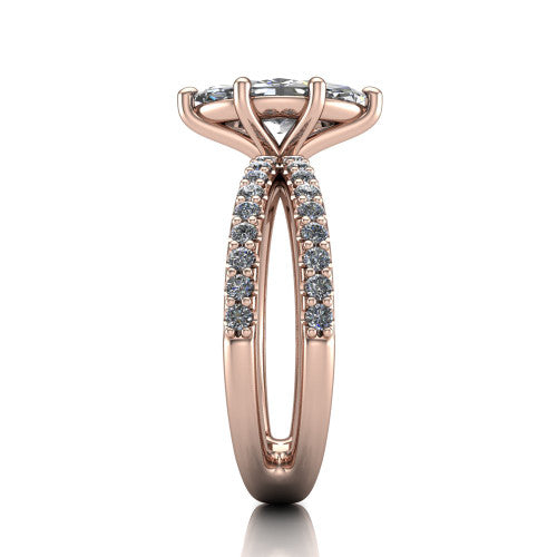Stormy Marquise Shape Classic Engagement Ring in 14K Rose Gold