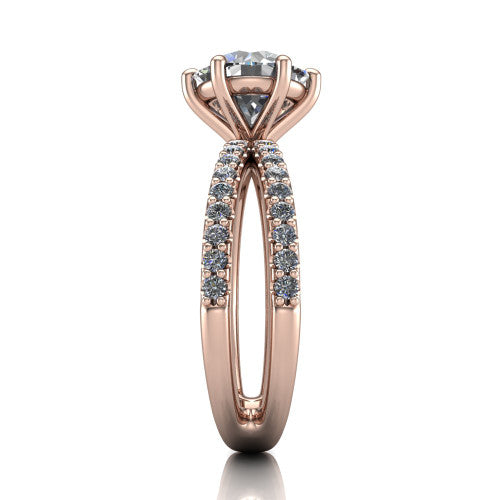 Stormy Round Shape Classic Engagement Ring in 14K Rose Gold