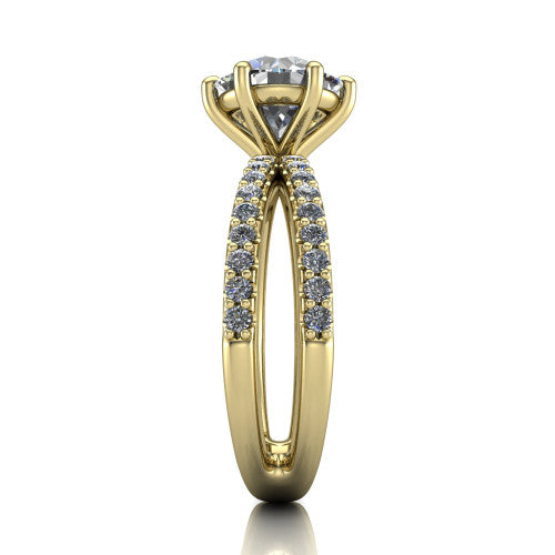 Stormy Round Shape Classic Engagement Ring in 14K Yellow Gold