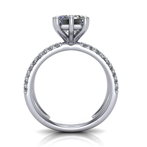 Stormy Emerald Shape Classic Engagement Ring in Platinum