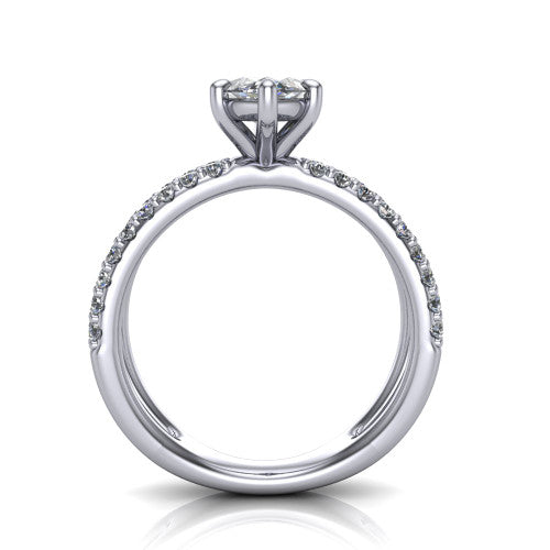 Stormy Marquise Shape Classic Engagement Ring in 18K White Gold