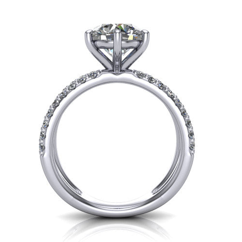 Stormy Round Shape Classic Engagement Ring in 14K White Gold