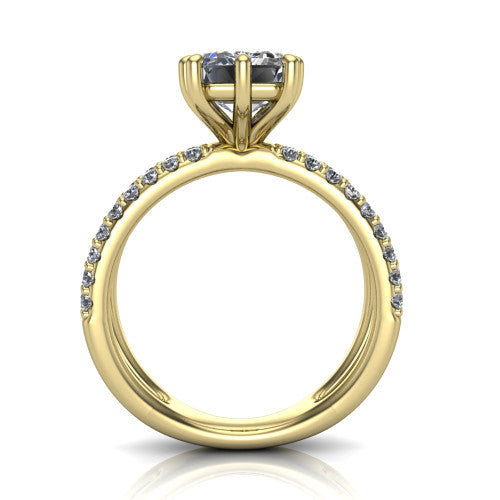 Stormy Emerald Shape Classic Engagement Ring in 18K Yellow Gold