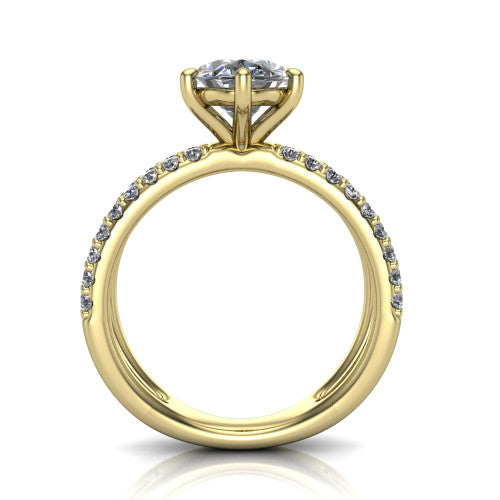 Stormy Oval Shape Classic Engagement Ring in 14K Yellow Gold