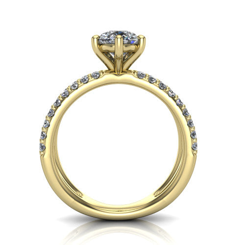 Stormy Pear Shape Classic Engagement Ring in 14K Yellow Gold