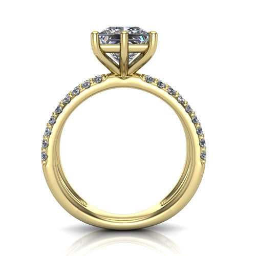 Stormy Princess Shape Classic Engagement Ring in 14K Yellow Gold