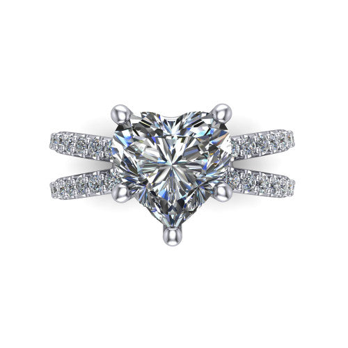 Stormy Heart Shape Classic Engagement Ring in 14K White Gold