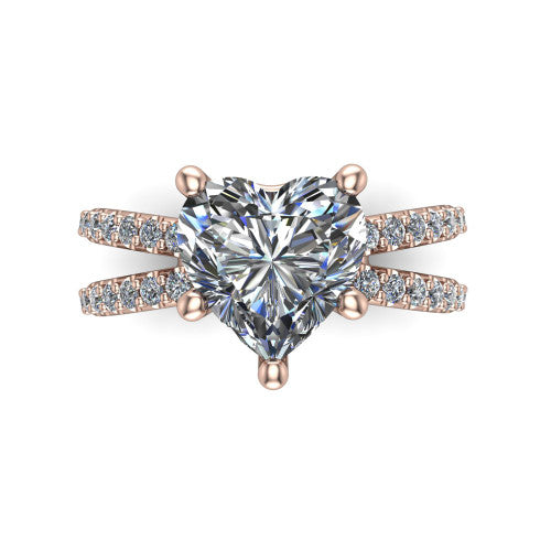 Stormy Heart Shape Classic Engagement Ring in 18K Rose Gold