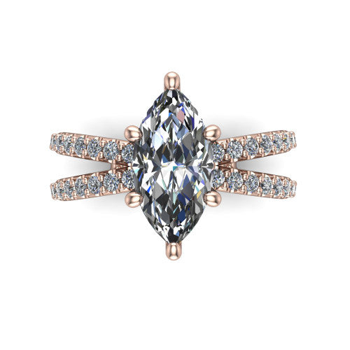 Stormy Marquise Shape Classic Engagement Ring in 14K Rose Gold