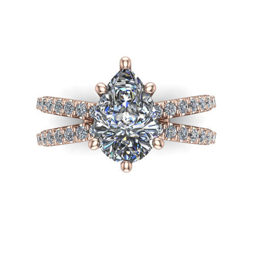 Stormy Pear Shape Classic Engagement Ring in 14K Rose Gold