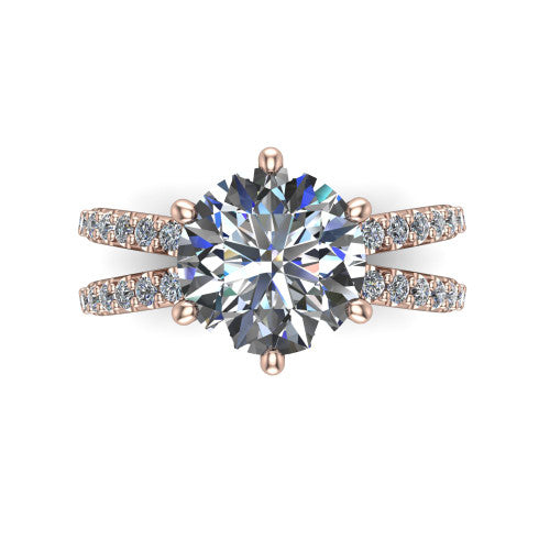 Stormy Round Shape Classic Engagement Ring in 18K Rose Gold
