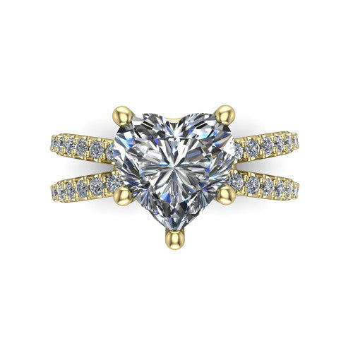 Stormy Heart Shape Classic Engagement Ring in 14K Yellow Gold