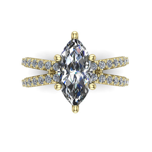 Stormy Marquise Shape Classic Engagement Ring in 18K Yellow Gold