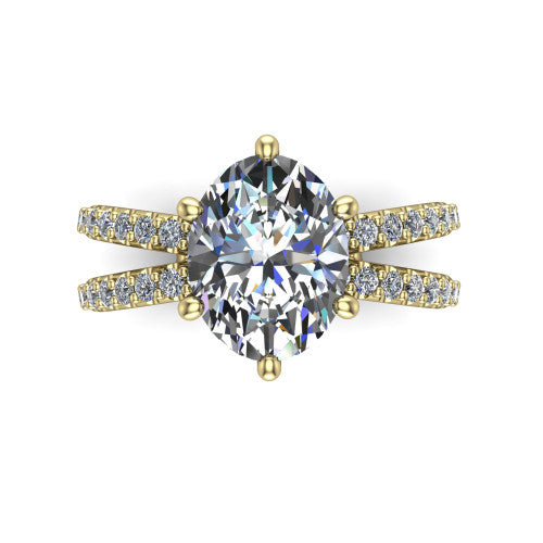 Stormy Oval Shape Classic Engagement Ring in 14K Yellow Gold