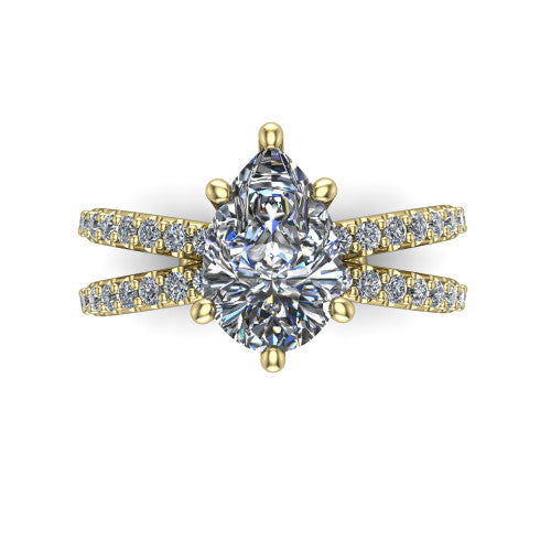 Stormy Pear Shape Classic Engagement Ring in 14K Yellow Gold