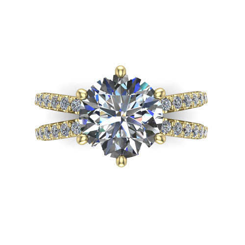 Stormy Round Shape Classic Engagement Ring in 14K Yellow Gold