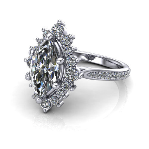 Zara Marquise Shape Halo Engagement Ring in 14K White Gold
