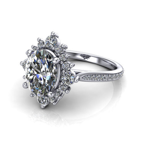 Zara Oval Shape Halo Engagement Ring in Platinum