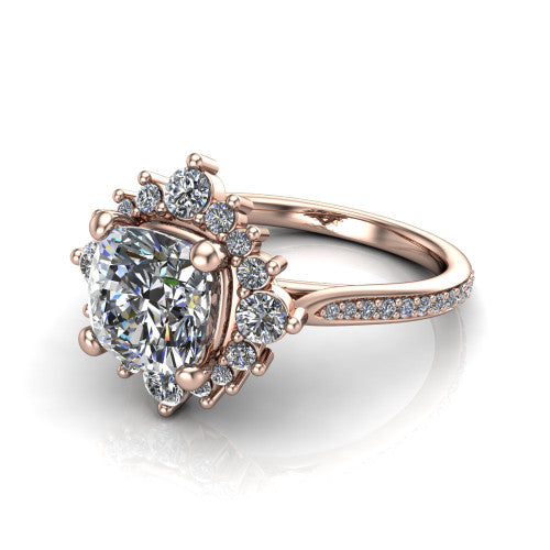 Zara Cushion Shape Halo Engagement Ring in 14K Rose Gold