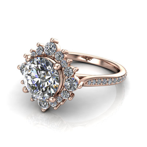 Zara Round Shape Halo Engagement Ring in 18K Rose Gold
