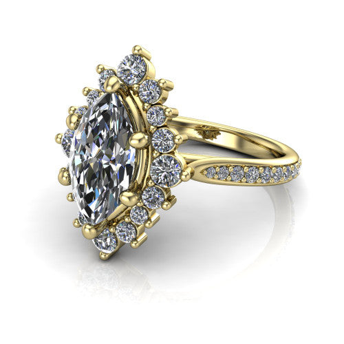 Zara Marquise Shape Halo Engagement Ring in 14K Yellow Gold