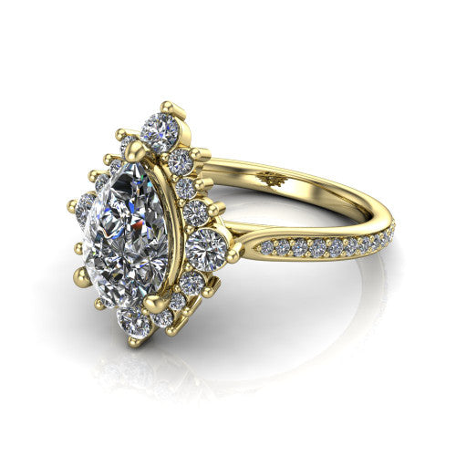 Zara Pear Shape Halo Engagement Ring in 18K Yellow Gold