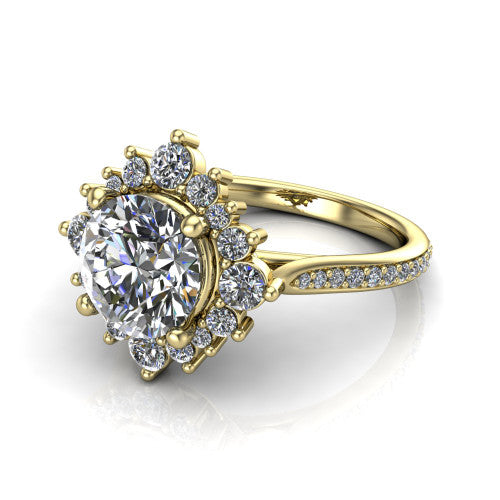 Zara Round Shape Halo Engagement Ring in 14K Yellow Gold