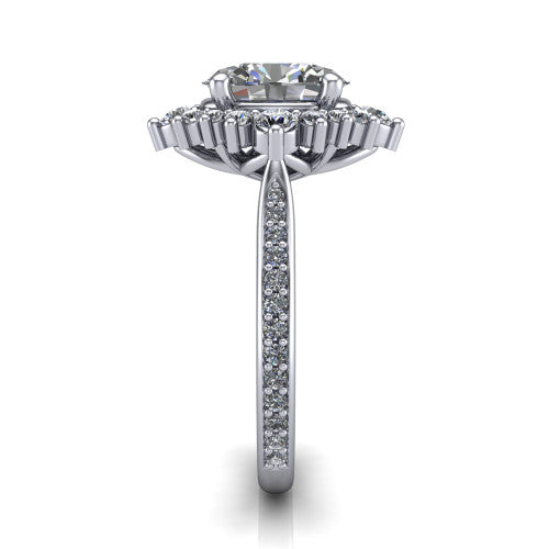 Zara Oval Shape Halo Engagement Ring in Platinum
