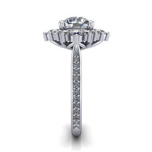 Zara Round Shape Halo Engagement Ring in Platinum