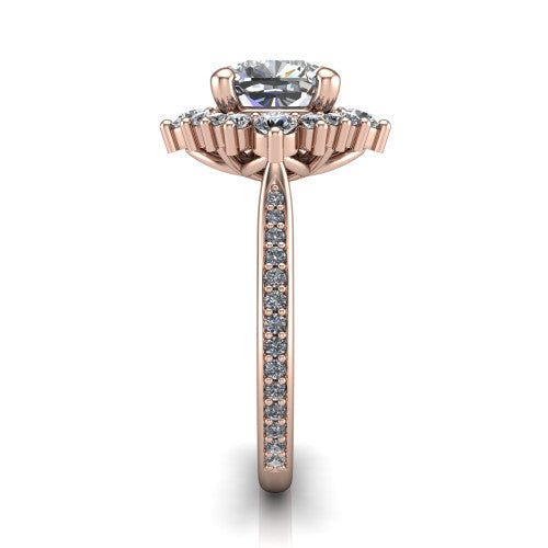 Zara Cushion Shape Halo Engagement Ring in 18K Rose Gold
