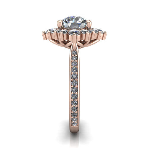 Zara Round Shape Halo Engagement Ring in 18K Rose Gold