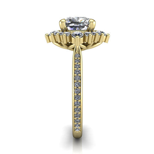 Zara Cushion Shape Halo Engagement Ring in 18K Yellow Gold