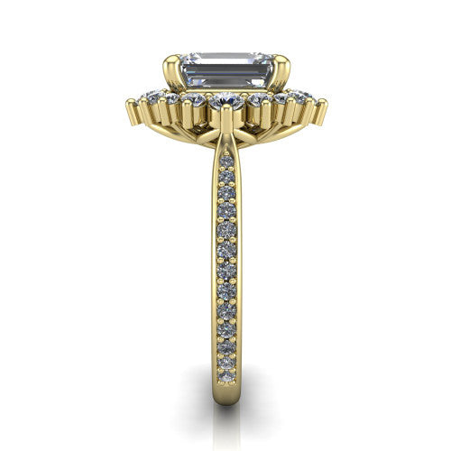 Zara Emerald Shape Halo Engagement Ring in 14K Yellow Gold