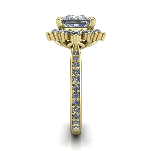 Zara Princess Shape Halo Engagement Ring in 14K Yellow Gold