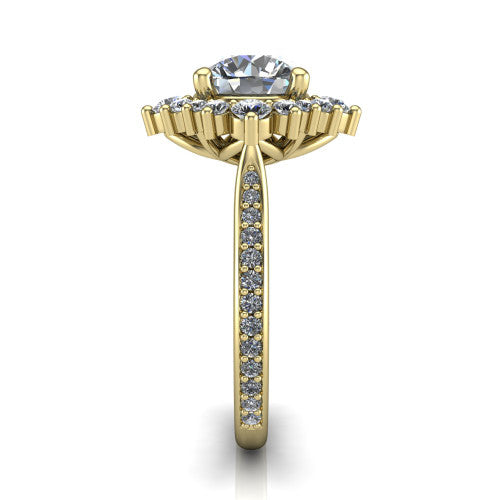 Zara Round Shape Halo Engagement Ring in 14K Yellow Gold