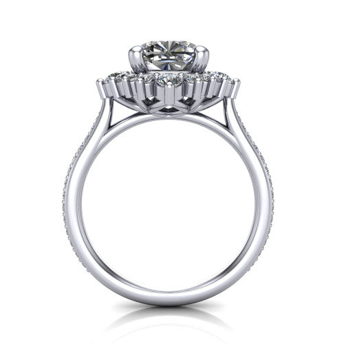Zara Cushion Shape Halo Engagement Ring in Platinum