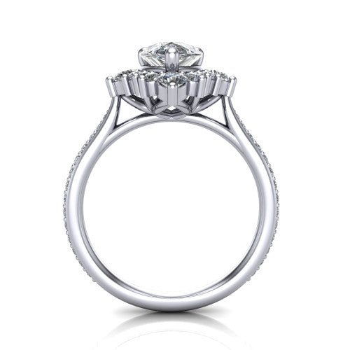 Zara Pear Shape Halo Engagement Ring in 14K White Gold