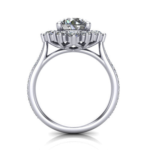 Zara Round Shape Halo Engagement Ring in 18K White Gold