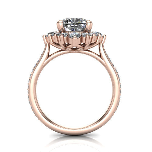 Zara Cushion Shape Halo Engagement Ring in 14K Rose Gold