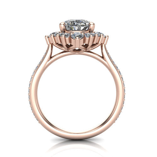 Zara Oval Shape Halo Engagement Ring in 14K Rose Gold