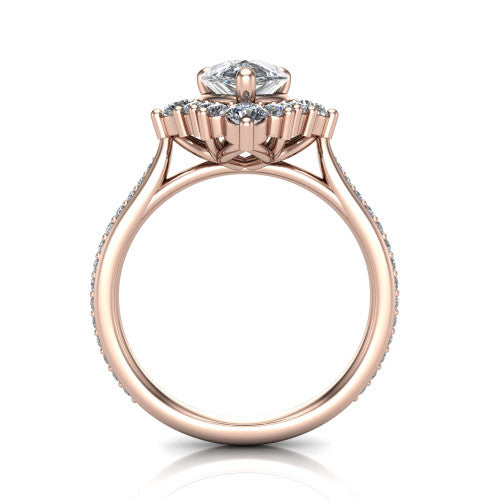 Zara Pear Shape Halo Engagement Ring in 14K Rose Gold