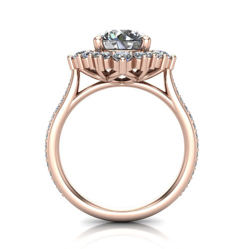 Zara Round Shape Halo Engagement Ring in 14K Rose Gold