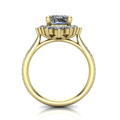 Zara Emerald Shape Halo Engagement Ring in 18K Yellow Gold